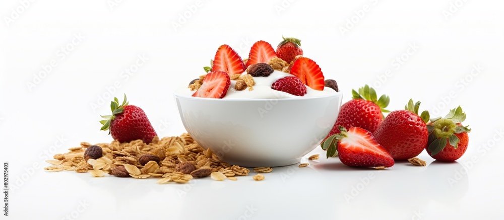 Aufkleber a copy space image of a healthy breakfast consisting of whole grain granola combined with yogurt nut