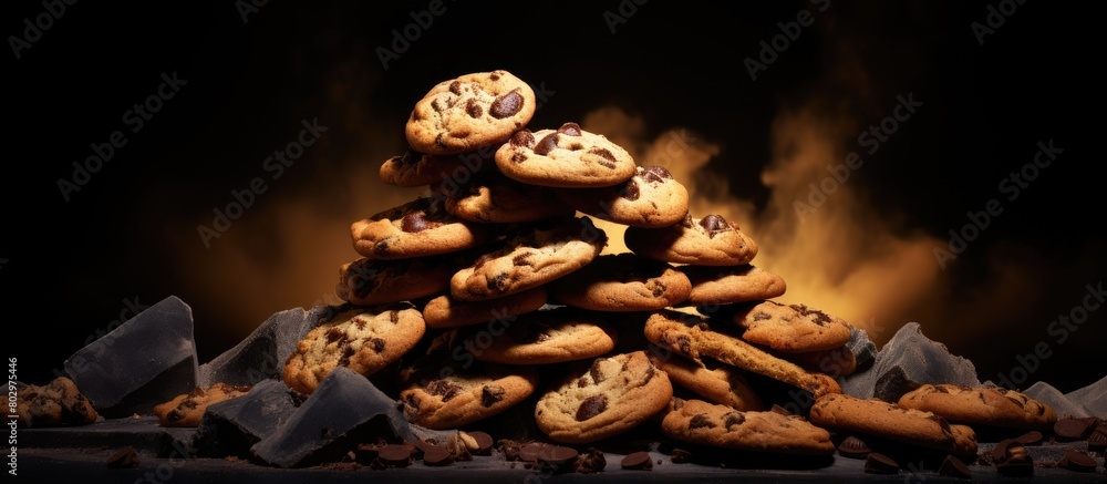 Aufkleber a dark background showcases a mountain of cookies leaving plenty of copy space in the image