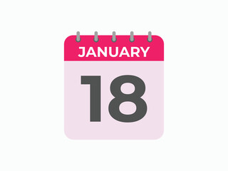 january 18 calendar reminder. 18 january daily calendar icon template. Calendar 18 january icon Design template. Vector illustration
