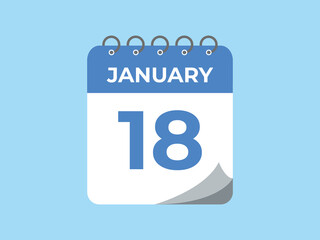 january 18 calendar reminder. 18 january daily calendar icon template. Calendar 18 january icon Design template. Vector illustration
