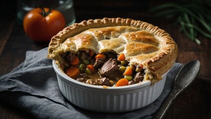 A bowl of beef pot pie