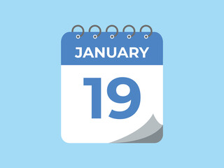 january 19 calendar reminder. 19 january daily calendar icon template. Calendar 19 january icon Design template. Vector illustration
