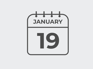 january 19 calendar reminder. 19 january daily calendar icon template. Calendar 19 january icon Design template. Vector illustration
