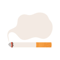 Cigarette with cloud of smoke