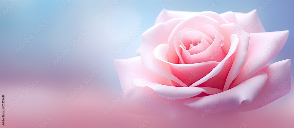 Poster a close up image of a tender pink rose highlighting its delicate beauty and capturing the essence of