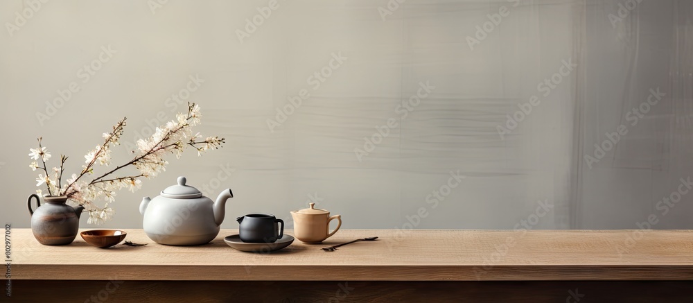 Poster a concept of tea ceremony relaxation and taking a break is portrayed in the copy space image of a wo