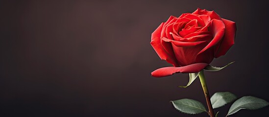 Fototapeta premium A charming Valentine s Day copy space image capturing the exquisite details of a rose flower in close proximity