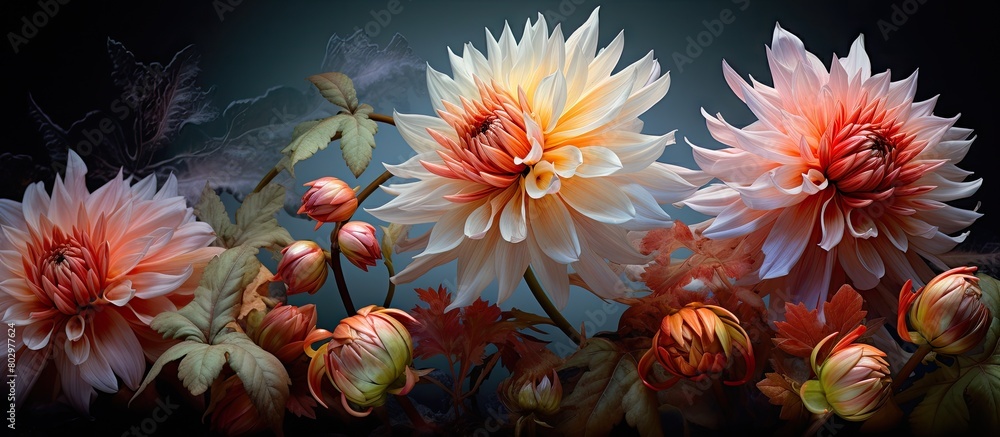 Aufkleber A captivating image showcasing the intricate details of stunning flowers with a clear background for potential text or design additions. with copy space image. Place for adding text or design