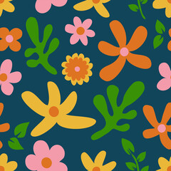 flower floral vintage seamless pattern. This is a retro flower repeat vector illustration. Design for decorative, wallpaper, shirts, clothing, tablecloths, blankets, wrapping, texture, textile,    
