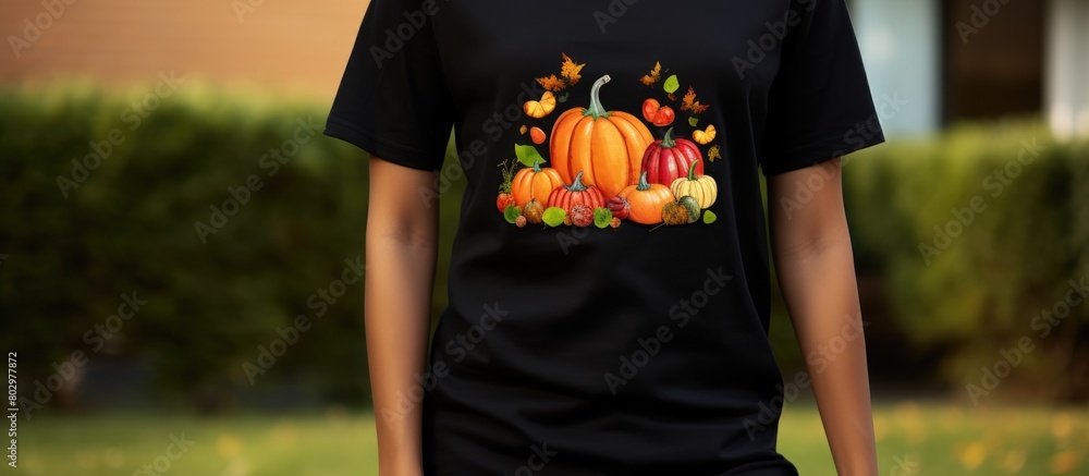 Poster a design template for a black unisex cotton t shirt is displayed in a presentation mockup featuring 