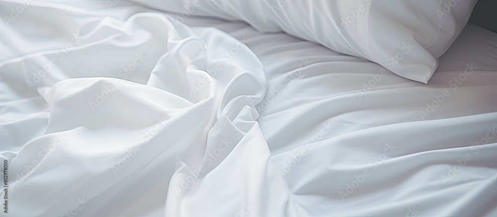 Poster A close up image showcasing bedding sheets featuring ample copy space