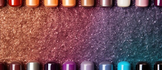 A colorful palette of lacquer for manicures with a background designed for copy space images
