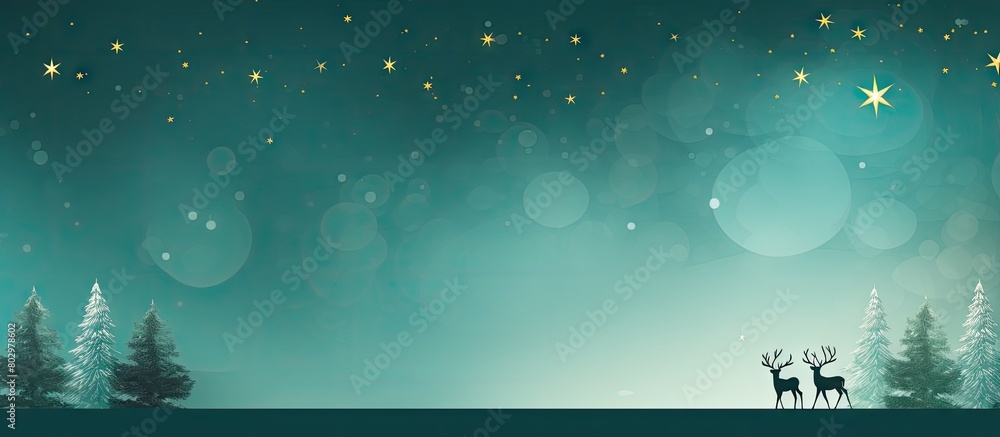 Aufkleber a festive christmas scene with pine tree branches presents and decorations on a green background wit