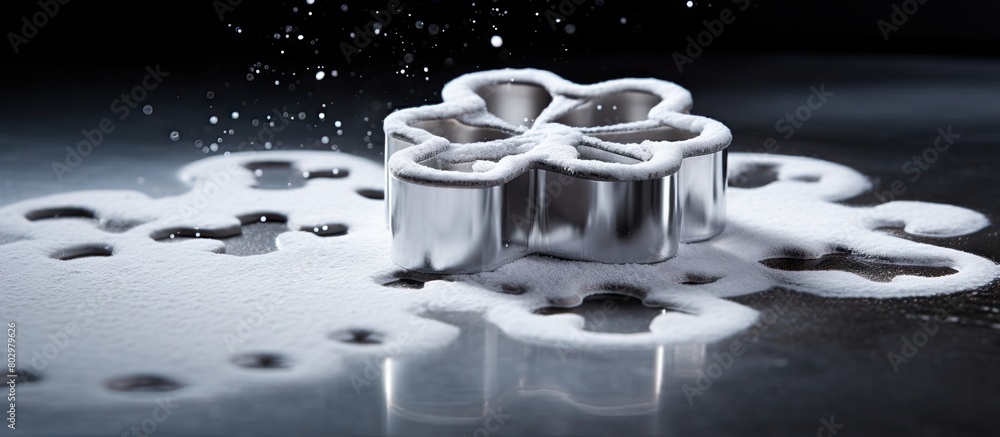 Aufkleber A copy space image of a cookie cutter and a sprinkle of flour set on a sleek grey table