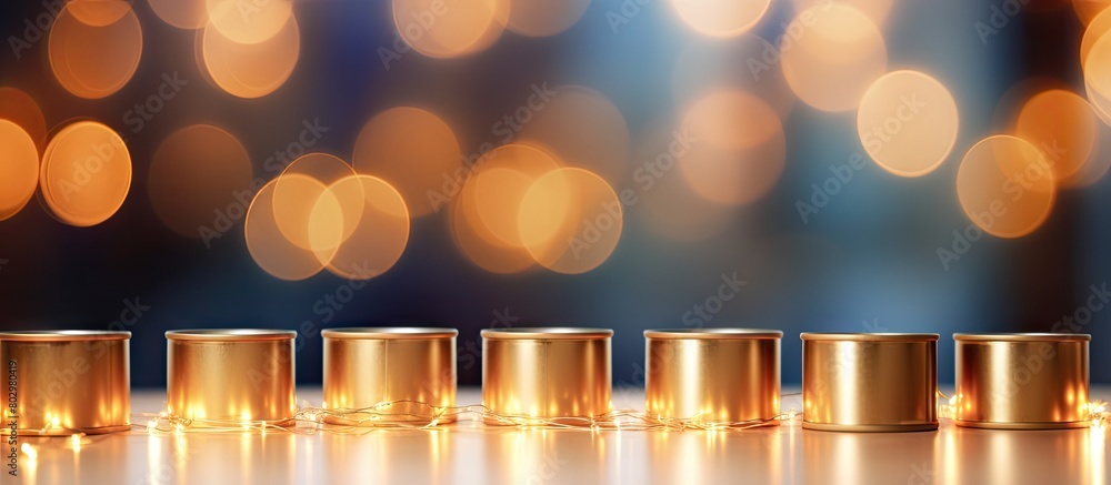 Poster A blurred background enhances the charming effect of garland lights on canned creating an appealing copy space image