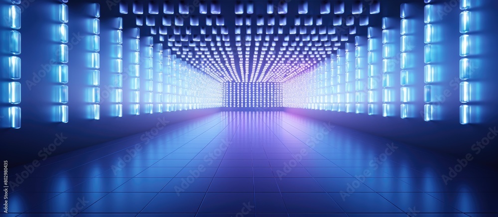 Poster A contemporary minimalist space with a multitude of vibrant LED lights scattered throughout creating an abstract ambiance perfect for utilizing as a copy space image