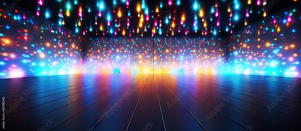 Fototapete A contemporary minimalist space with a multitude of vibrant LED lights scattered throughout creating an abstract ambiance perfect for utilizing as a copy space image