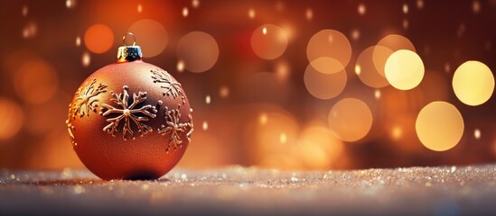 A close up of a beautiful traditional Christmas decoration gives a clear focus on its intricate details and adds a festive touch to any copy space image