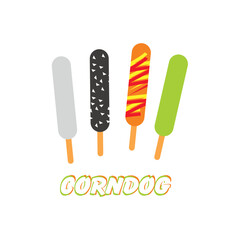 illustration corndog vector with four variants taste for food branding, food store, food logo etc.
