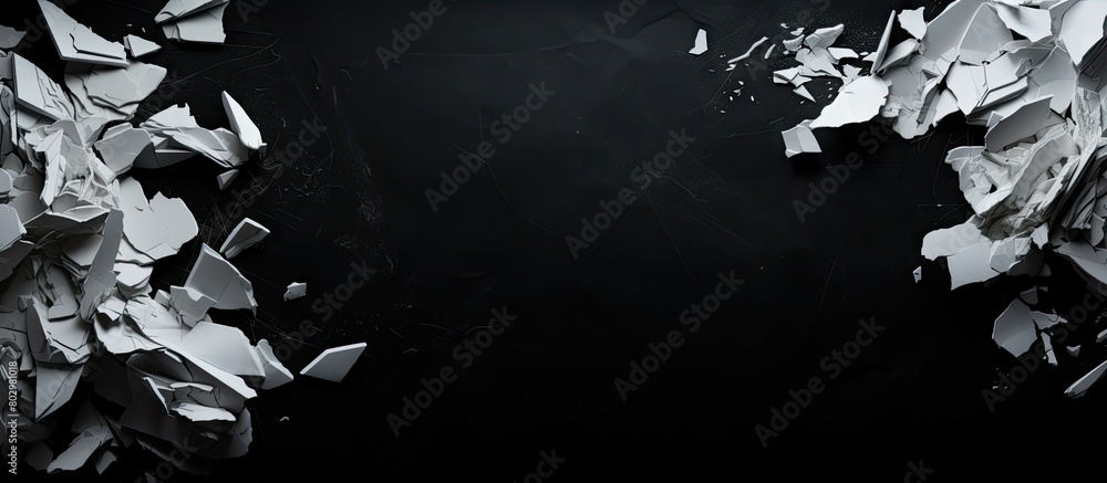Aufkleber a copy space image featuring torn paper scattered across a black background
