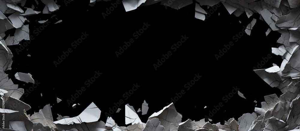 Poster a copy space image featuring torn paper scattered across a black background