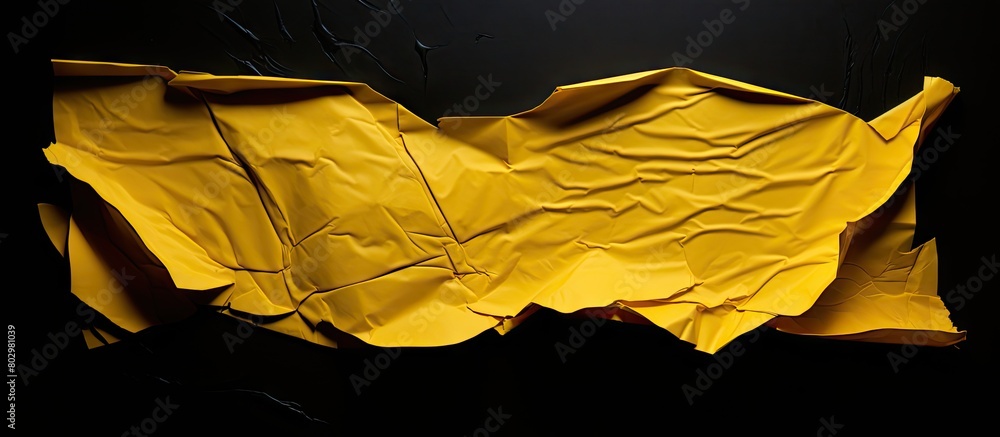 Poster a copy space image of torn yellow paper set against a backdrop of black
