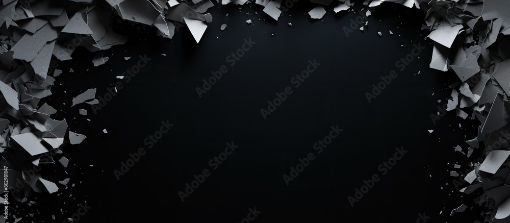 Poster a copy space image featuring torn paper scattered across a black background