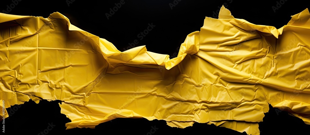 Poster a copy space image of torn yellow paper set against a backdrop of black