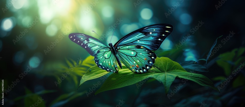 Poster a butterfly with vibrant green surroundings in a nature inspired wildlife scene perfect for copying 