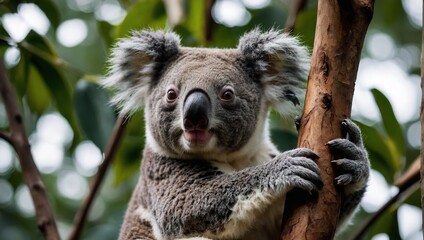 Obraz premium Koala Bear Sit On The Branch of the tree and eat leaves