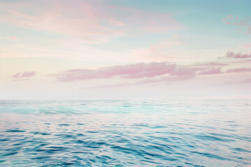 Seascape painting in pastel colors.