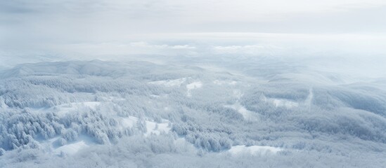 A copy space image showcasing the snowy landscape of Karuizawa from an aerial perspective