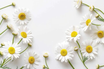 Obraz premium Invitation card design with Shasta Daisy flowers only, white background.