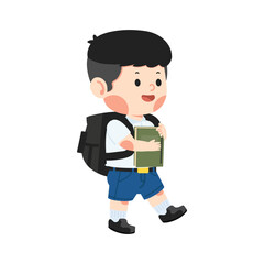 Kid Boy thai student going to school