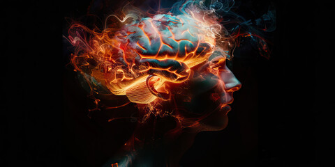 Neurosyphilis: The Brain Inflammation and Cognitive Impairment - Imagine a person with a highlighted brain affected by syphilis, experiencing inflammation and cognitive impairment