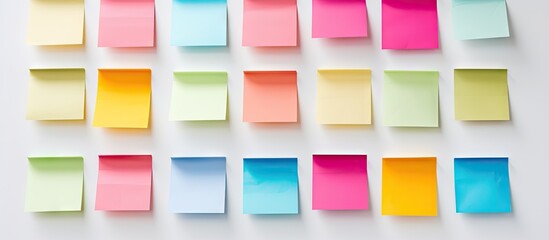 A copy space image featuring sticky notes arranged on a white background