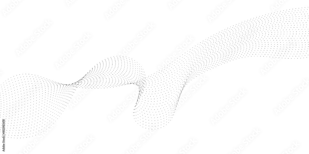 Poster abstract technology particles gradient flowing dynamic wave doted and halftone lines background. fut