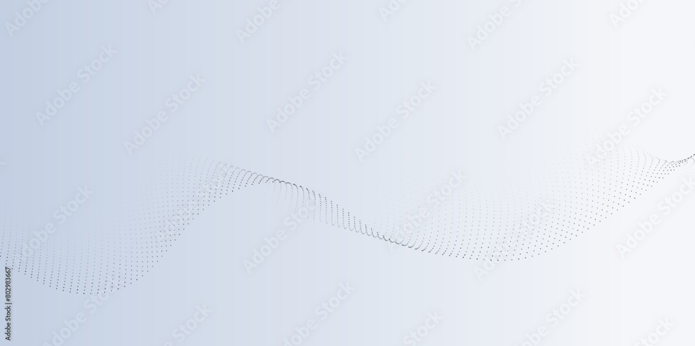Poster flowing wavy dots particles wave pattern curve halftone gradient lines shape isolated background. di
