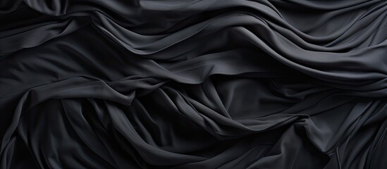 Fototapeta premium A black crepe copy space image features a uniquely crisp and ruffled texture ideal for backgrounds and patterns