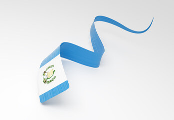 3d Flag Of Guatemala 3d Wavy Shiny Guatemala Ribbon Flag On White Background 3d Illustration