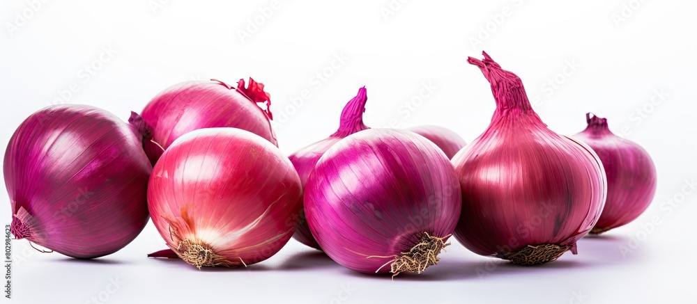 Aufkleber a copy space image of onions against a white backdrop