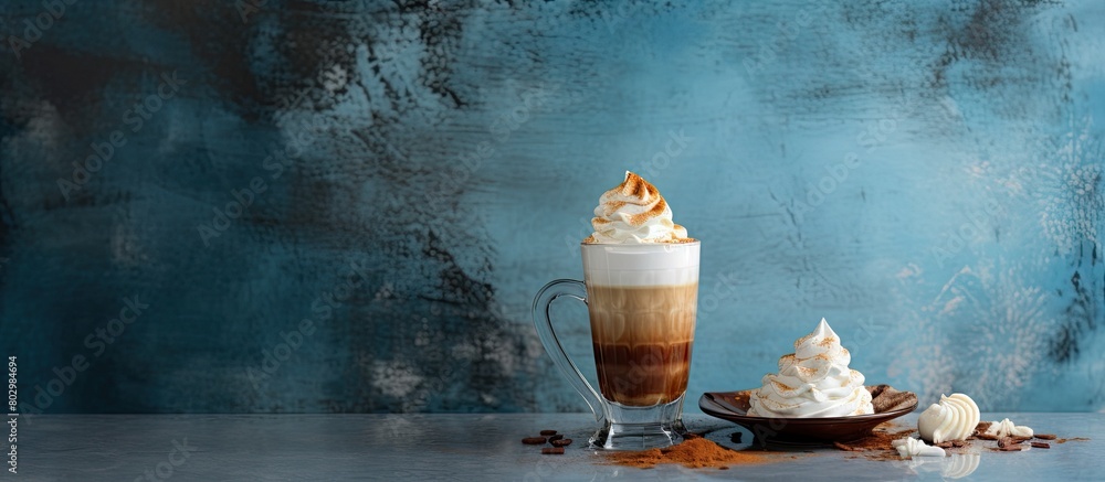 Poster a creative autumn espresso drink features an enticing irish coffee cocktail topped with whipped crea