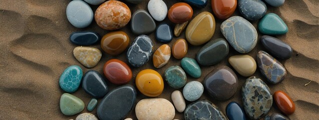 Different colors stone on beach