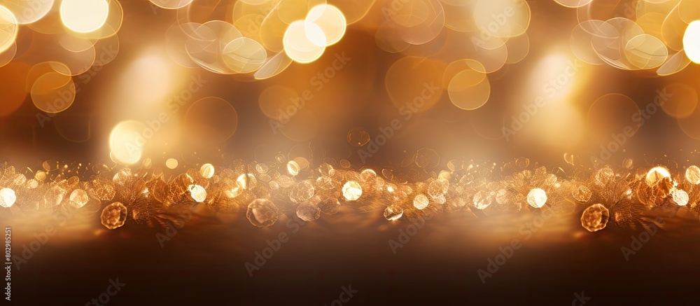 Poster A festive background with a natural bokeh effect and bright golden lights Copy space image