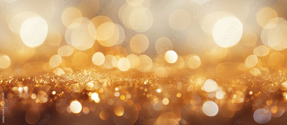 Poster a festive background with a natural bokeh effect and bright golden lights copy space image