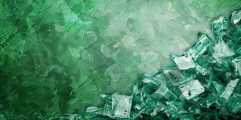 Obraz premium The background is completely mix Green and White with no texture and white Recycling trash is in the right hand side