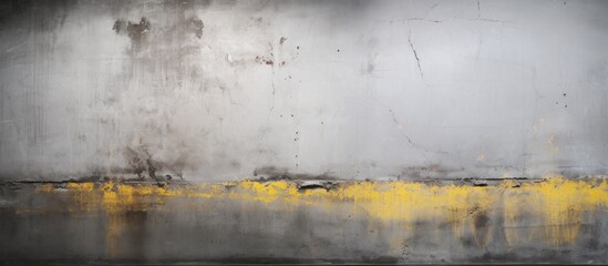 Obraz premium A concrete wall in shades of gray and yellow designed to mimic the appearance of a real wall with empty space available for inserting images. with copy space image. Place for adding text or design