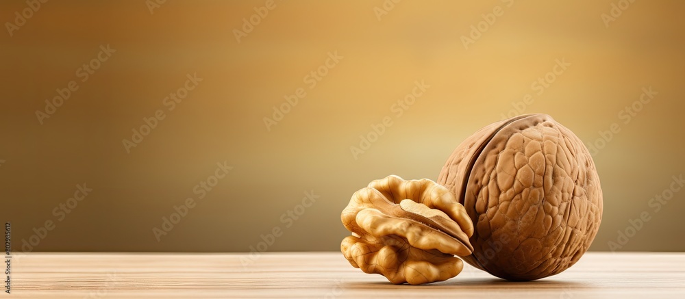 Poster A close up of a walnut with copy space image