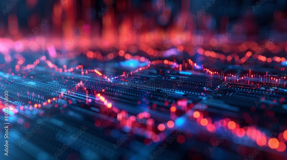 Poster a computer screen with a red and blue background