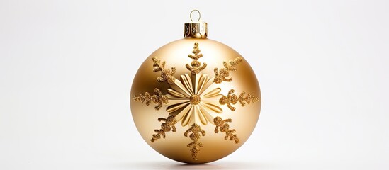 A beautiful Christmas ornament is displayed on a white background providing ample copy space for additional content